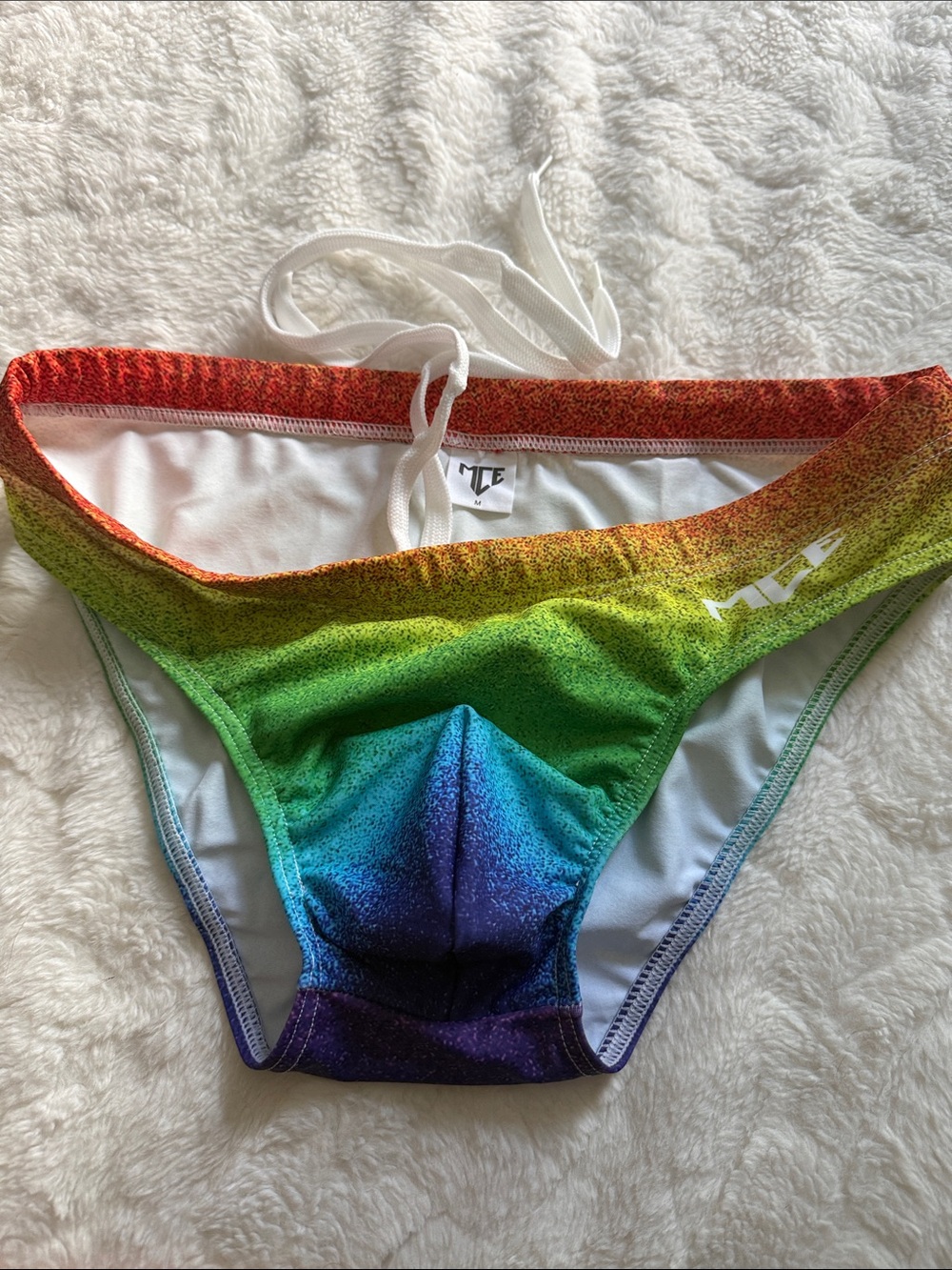 MCE (M) Rainbow Gradient Swim Trunks bikin - Red Orange Yellow Green Blue Purple
